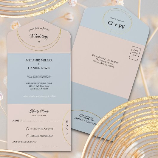 ミニマルリングや輪結婚ズ オールインワン招待状