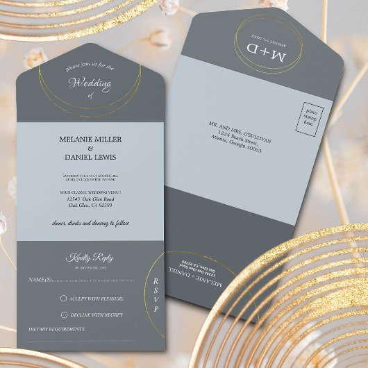 ミニマルリングや輪結婚ズ オールインワン招待状