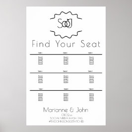 ミニマルリングや輪結婚ロゴの座席表 ポスター