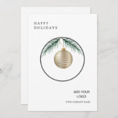 ミニマルリースモダン企業のクリスマス シーズンカード (正面/裏面)