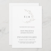 ミニマルリースモノグラムエレガントニュートラル結婚ズ 招待状 (正面/裏面)