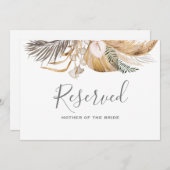 ミニマルリーフボホフラワーウェディング予約サイン 招待状 (正面/裏面)