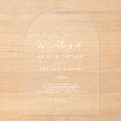 ミニマルリーフ白モダンシンプル植物学結婚の アクリル招待状 (正面)