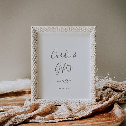 ミニマルリーフ | オリーブグリーンのカードとギフトポスター ポスター