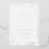 ミニマルリーフ | シルバーフォイルフレームの結婚式 箔招待状 (正面)