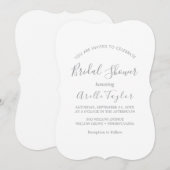 ミニマルリーフ | ダスティーブルーの結婚前お茶会招待状 招待状 (正面/裏面)