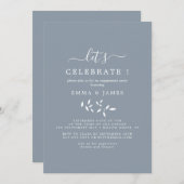 ミニマルリーフ | ダスティーブルー 「さぁ、祝おう」 招待状 (正面/裏面)