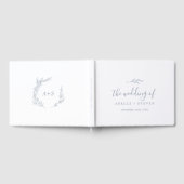 ミニマルリーフ | ダスティーブルー モノグラム バック ウェディング ゲストブック (全面)