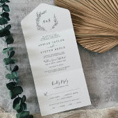 ミニマルリーフ | ダークグレーの結婚式 オールインワン招待状