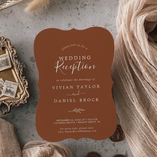 ミニマルリーフ | テラコッタ ウェディング レセプション 招待状