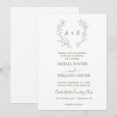 ミニマルリーフ|フォーマルモノグラム結婚式招待状 招待状 (正面/裏面)