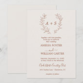 ミニマルリーフ|フォーマルモノグラム結婚式招待状 招待状 (正面/裏面)