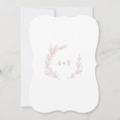 ミニマルリーフ | ブラッシュピンク モノグラム バック ウェディング 招待状 (裏面)