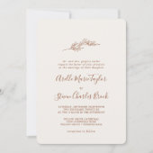 ミニマルリーフ | ボーホークリーム トラディショナルウェディング 招待状 (正面)