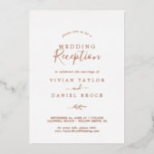 ミニマルリーフ | ローズゴールドの箔押しウェディングパーティー 箔招待状 (正面)