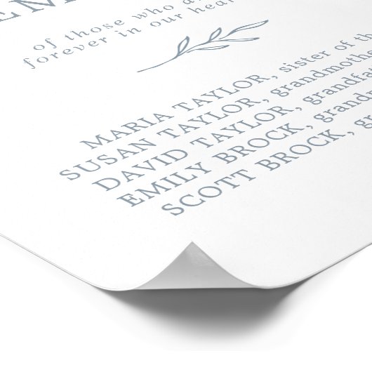 ミニマルリーフ | 青い愛の記憶の記念看板 ポスター (角)