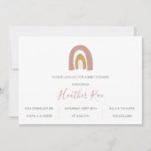 ミニマルレインボーテーマ赤面マスタードピンクベビー 招待状 (正面)