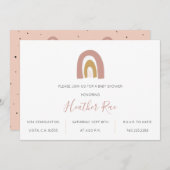 ミニマルレインボーテーマ赤面マスタードピンクベビー 招待状 (正面/裏面)