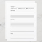 ミニマルレシピのページ文字サイズ |モダンスタイル (正面/裏面)