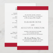 ミニマルレッドモダンオールインワンウェディング 招待状 (正面/裏面)