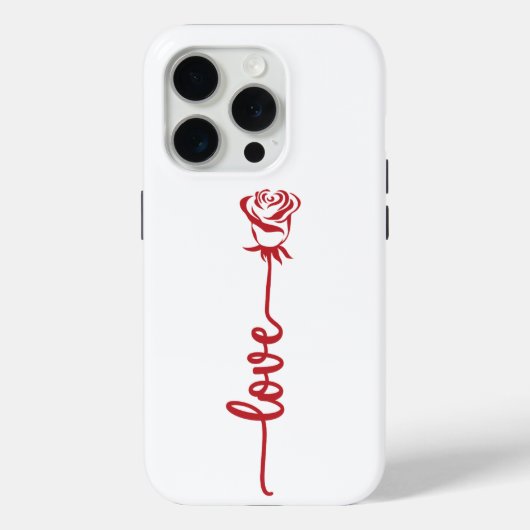 ミニマルレッドローズラブラインアート Case-Mate iPhoneケース (裏面)