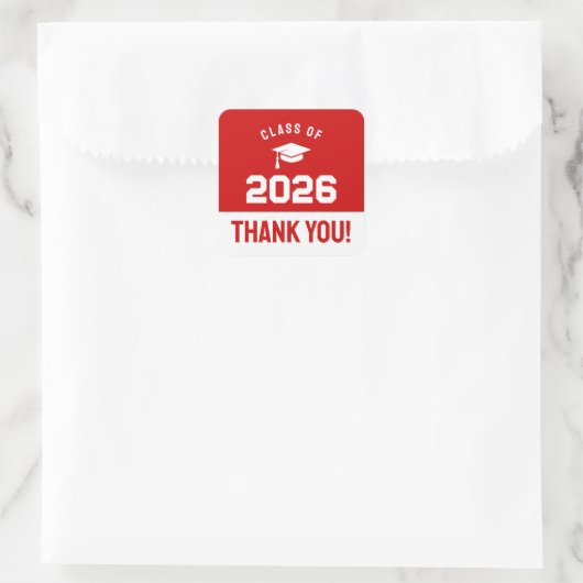 ミニマルレッド 2026年卒業おめでとう スクエアシール (バッグ)