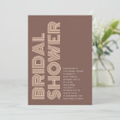ミニマルレトロはっきりしたテラコッタブライダルシャワー 招待状 (スタンド正面)