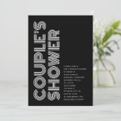 ミニマルレトロはっきりしたブラックカップルのシャワー 招待状 (スタンド正面)
