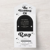 ミニマルレトロアーチ ブラック＆ホワイト ウェディング オールイン オールインワン招待状 (内側)