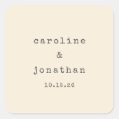 ミニマルレトロクリームタイプライターカスタムウェディング スクエアシール (正面)