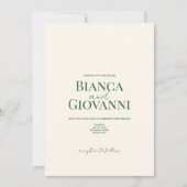 ミニマルレトログリーンタイポグラフィ結婚ズ 招待状 (正面)