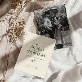 ミニマルレトログリーンタイポグラフィ結婚ズ 招待状