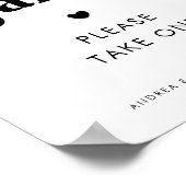 ミニマルレトロスクリプト&ハートフ結婚ァンのサイン ポスター (角)