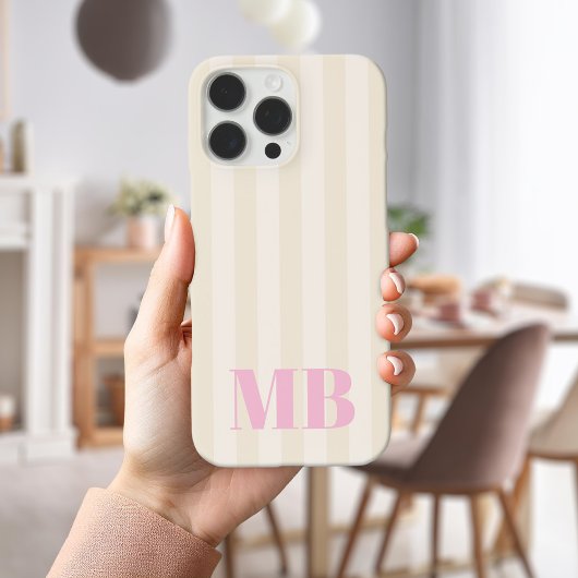 ミニマルレトロストライプのモノグラム Case-Mate iPhoneケース