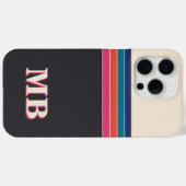 ミニマルレトロストライプイニシャルモノグラム Case-Mate iPhoneケース (裏面 (横))