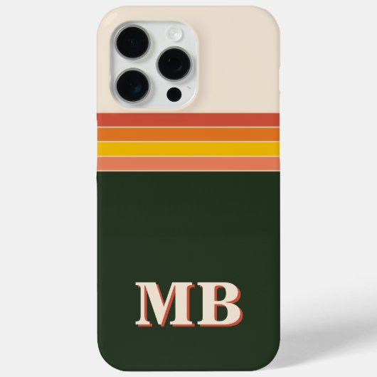 ミニマルレトロストライプイニシャルモノグラム Case-Mate iPhoneケース (裏面)