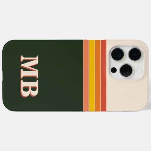 ミニマルレトロストライプイニシャルモノグラム Case-Mate iPhoneケース (裏面 (横))