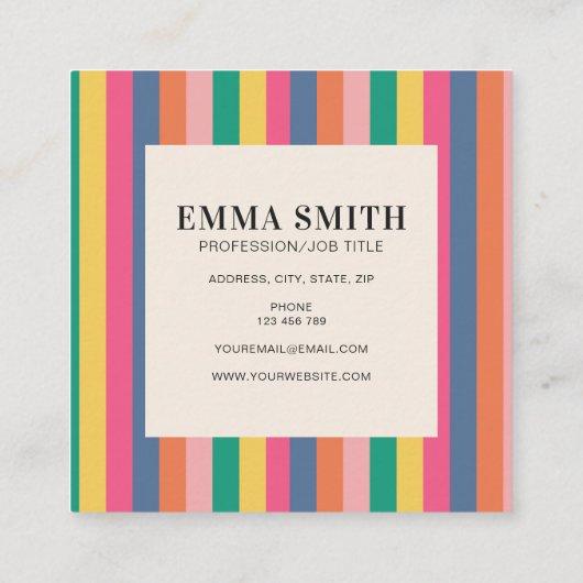 ミニマルレトロストライプ数 スクエア名刺 (裏面)