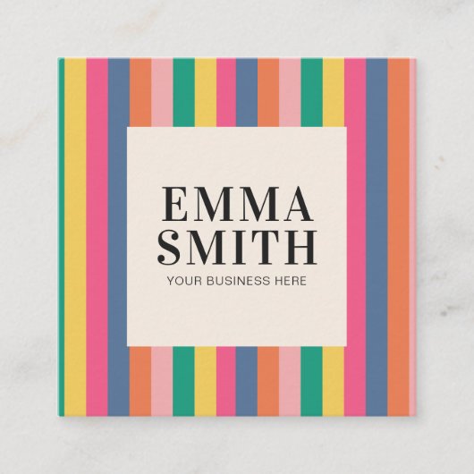 ミニマルレトロストライプ数 スクエア名刺 (正面)