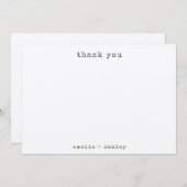 ミニマルレトロタイプライタークラフトカスタムウェディング サンキューカード (正面/裏面)