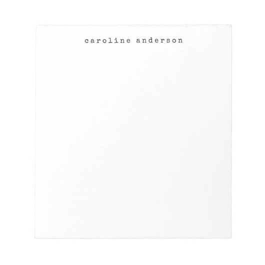 ミニマルレトロタイプライターフォント パーソナライズされた ノートパッド (正面)