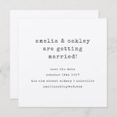 ミニマルレトロタイプライターブラッククラフト結婚ズ セーブザデート (正面/裏面)