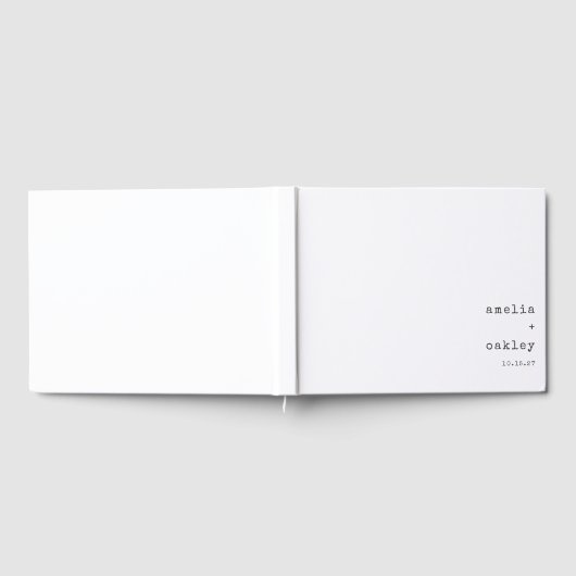 ミニマルレトロタイプライターホワイトカスタムウェディング ゲストブック (全面)