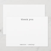 ミニマルレトロタイプライターホワイトカスタムウェディング サンキューカード (正面/裏面)