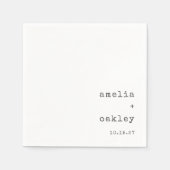 ミニマルレトロタイプライターホワイトカスタムウェディング スタンダードカクテルナプキン (正面)