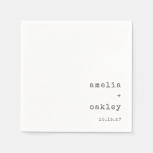 ミニマルレトロタイプライターホワイトカスタムウェディング スタンダードカクテルナプキン