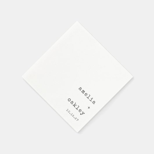 ミニマルレトロタイプライターホワイトカスタムウェディング スタンダードカクテルナプキン (角)