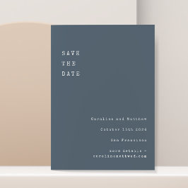 ミニマルレトロタイプライター結婚フォントズダークブルー セーブザデート