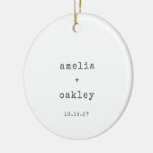 ミニマルレトロタイプライター結婚ホワイトの写真 セラミックオーナメント (左)