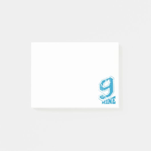 ミニマルレトロタイポグラフィブルーナンバーナイン ポストイット (正面)
